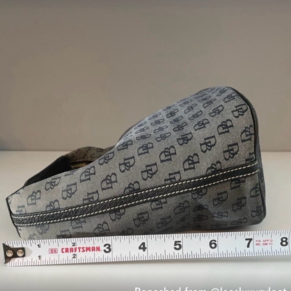 Dooney & Bourke Gray Signature Print Mini Hobo Bag w/Black Pebbled Leather Trim - Picture 8 of 11